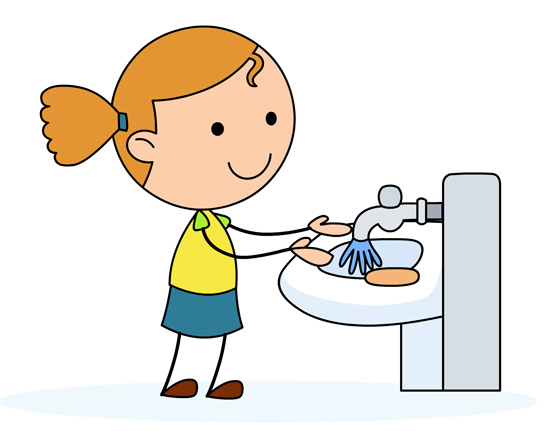 girl washing hands in a sink clipart
